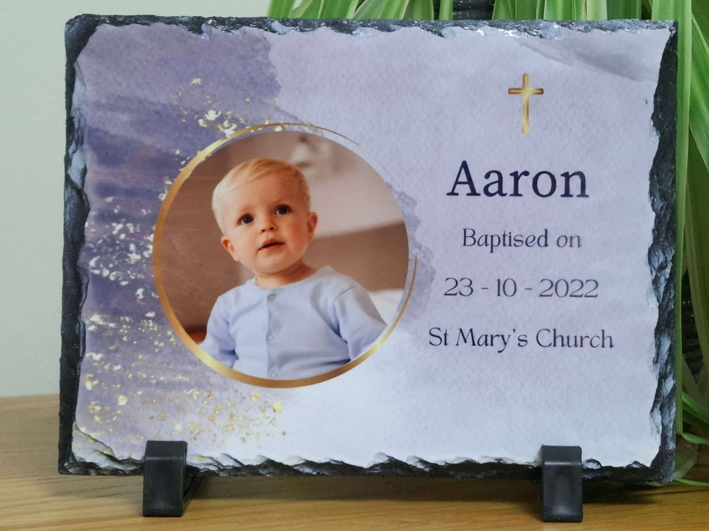 Personalised Baptism Photo Slate - Custom Slate Plaques